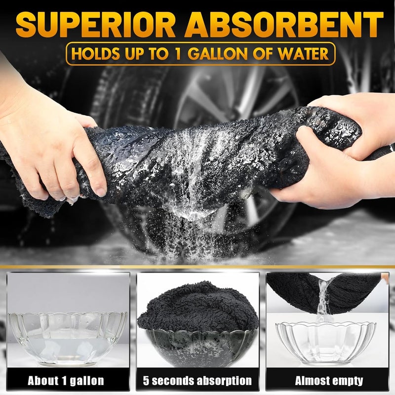 RBUGR Microfiber Towels for Cars, 3 Pack Dual Sided Drying Towels Car Detailing， 1200GSM Car Drying Towel(24″x 36″), Ultra Absorbent Car Cleaning Towel, No Streak or Scratch, Machine Washable - Image 4